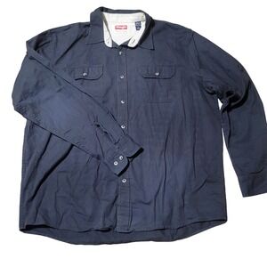 Wrangler Cotton Men's Shirt Casual Long Sleeve Button Down 2 Pocket XL Black